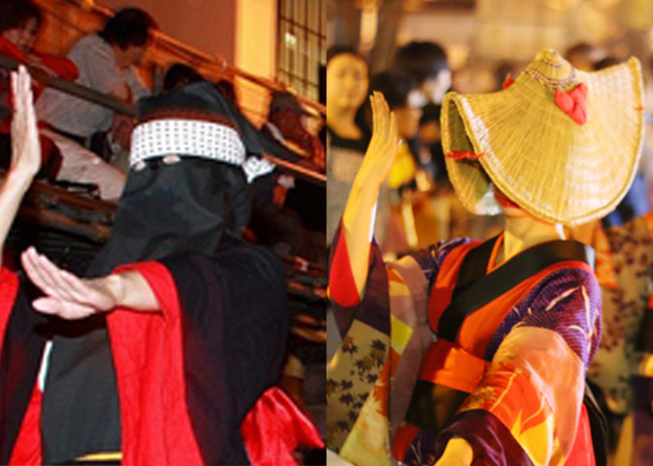 >Left: Hikosazukin Right: Amikasa Photo courtesy Future Industry Exchange Bureau (Tourism)